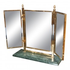Brass trifold vanity mirror